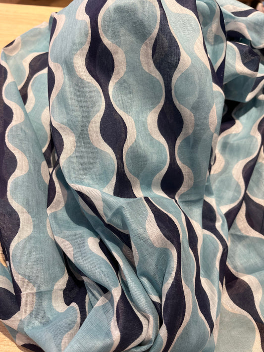 Pareo fular algodón estampado azul
