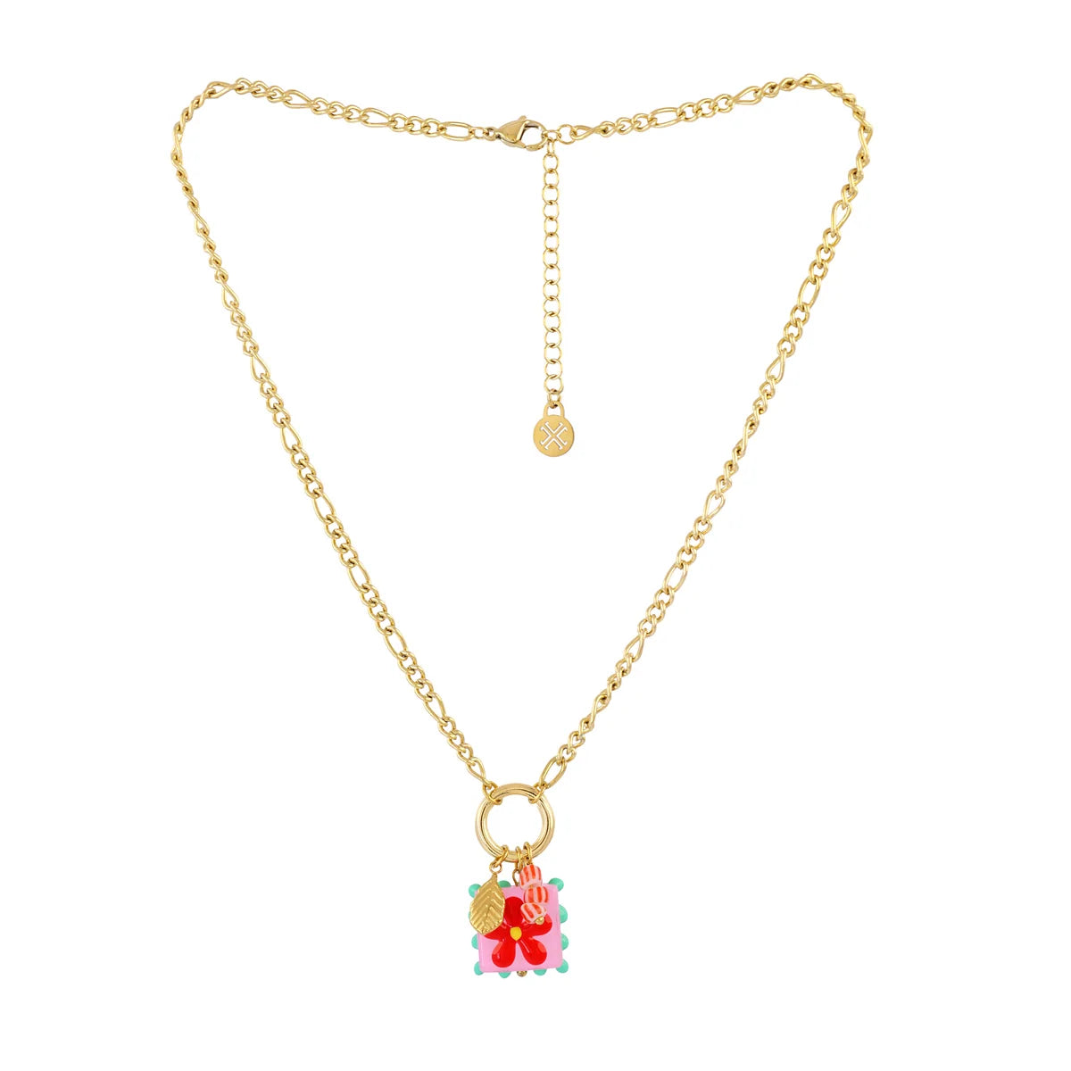 Collar Trencadis cadena sello flor roja