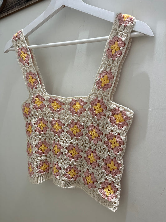 Top ganchillo hecho a mano rosa