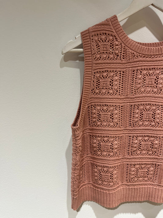 Chaleco punto crochet rosa Luna Llena