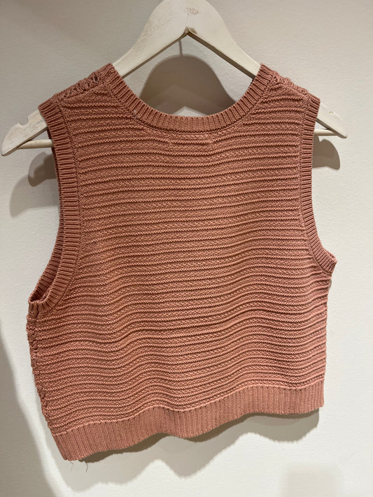 Chaleco punto crochet rosa Luna Llena