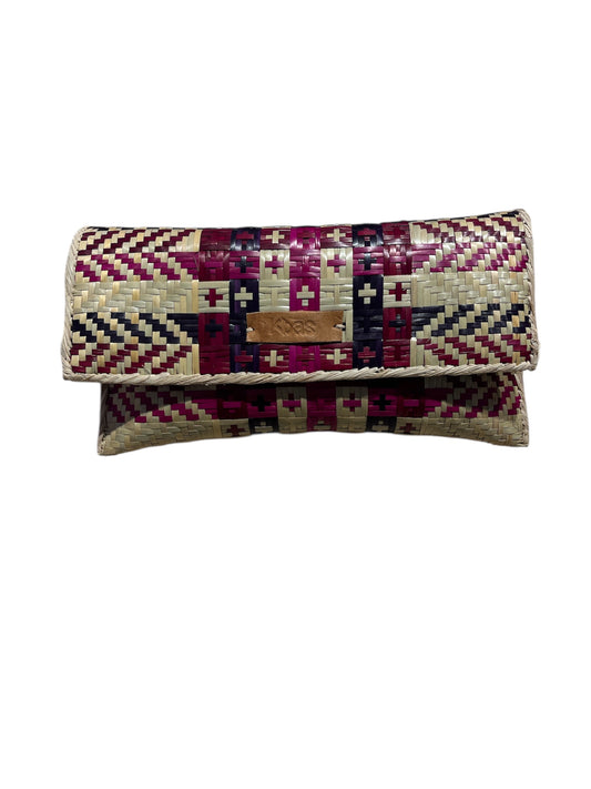 Clutch fibra natural rafia fucsia rojo