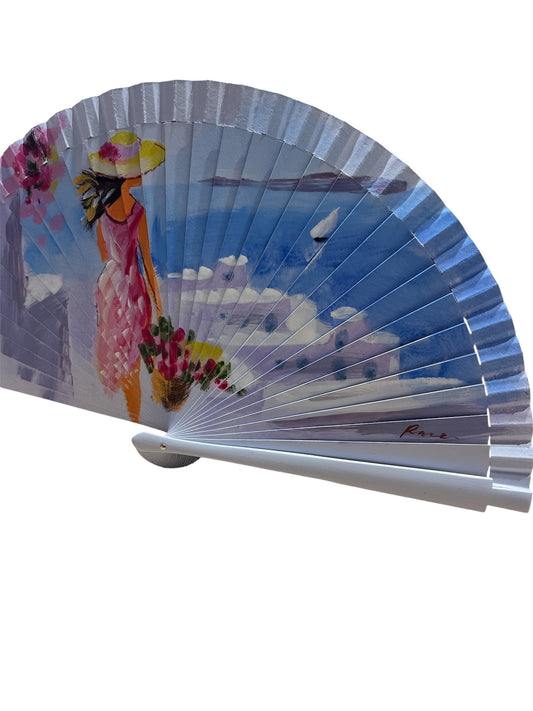 Abanico hecho a mano Santorini