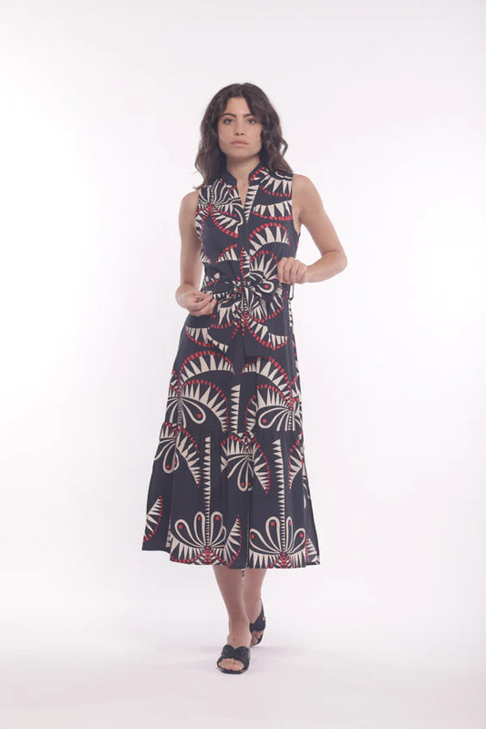 Vestido camisero sin mangas con estampado de palmeras Mimi-Mua