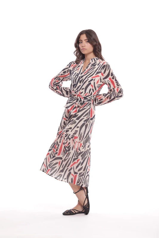 Vestido largo camisero estampado Mimi-Mua