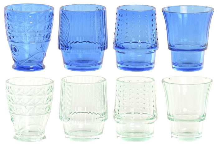 Set 4 vasos cristal pez relieve