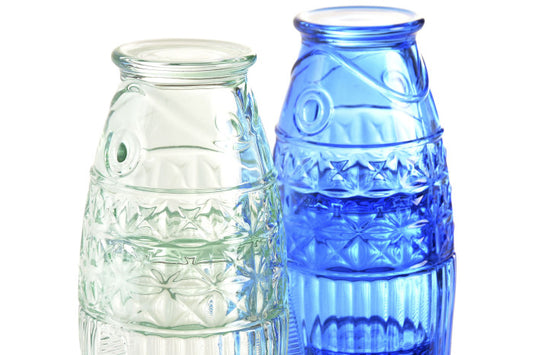 Set 4 vasos cristal pez relieve