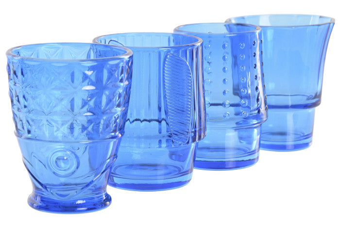Set 4 vasos cristal pez relieve