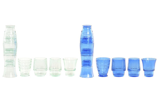 Set 4 vasos cristal pez relieve