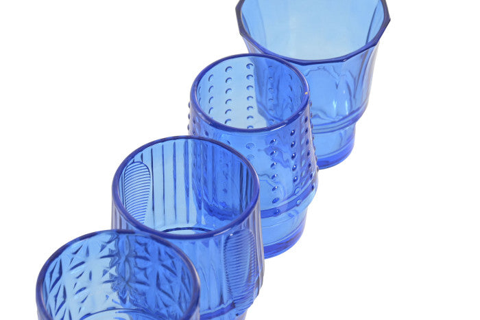 Set 4 vasos cristal pez relieve
