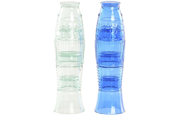 Set 4 vasos cristal pez relieve