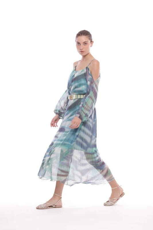 Vestido largo estampado turquesa Mimi Mua