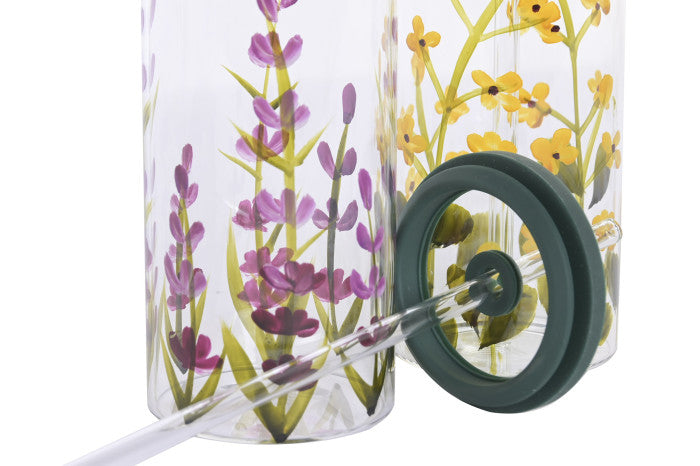 Vaso borosilicato flores pintadas
