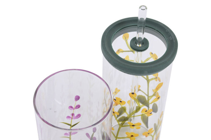 Vaso borosilicato flores pintadas