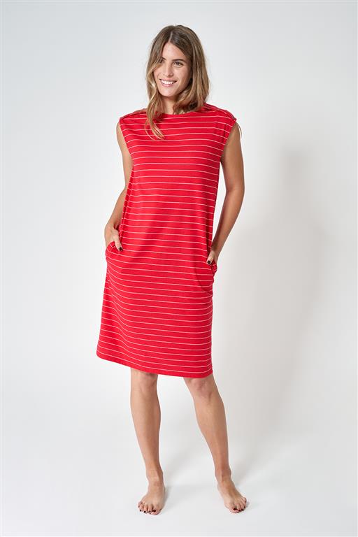 Vestido rayas rojo y blanco Batela