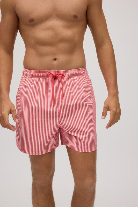 Bañador hombre rayas coral
