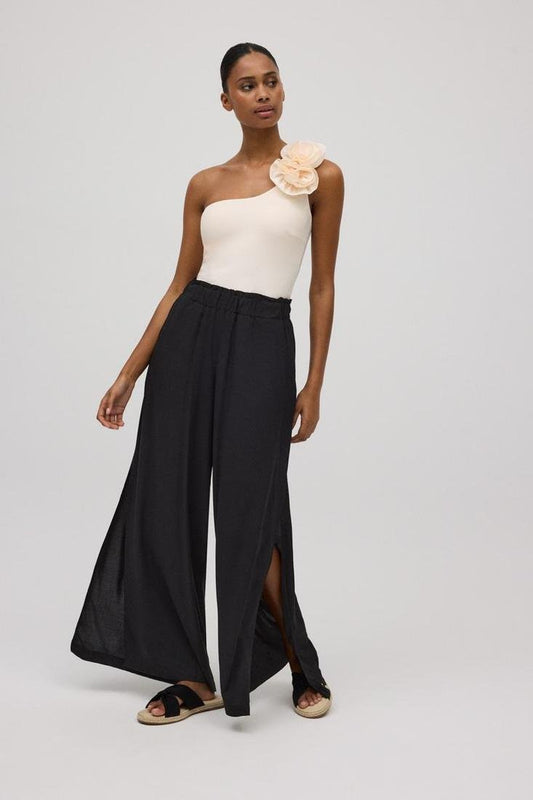 Pantalón largo negro abertura lateral