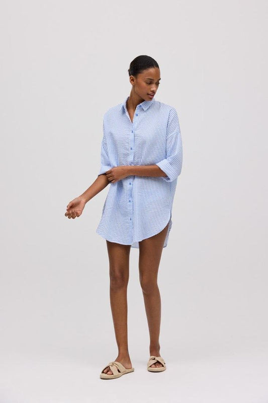 Camisa Kurta rayitas celeste