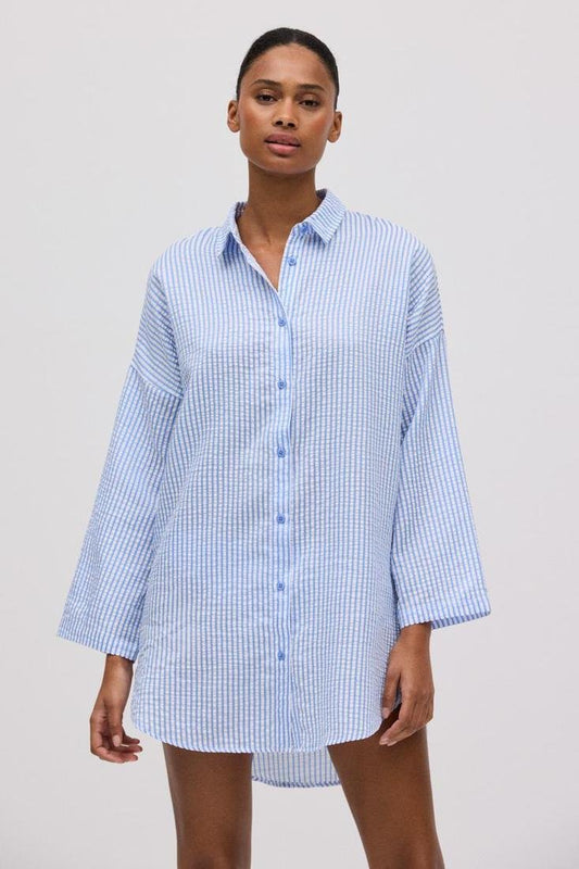 Camisa Kurta rayitas celeste