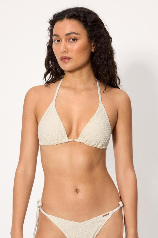 Bikini calado triángulo blanco