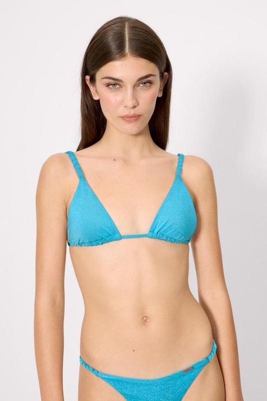 Bikini triángulo turquesa detalle lúrex