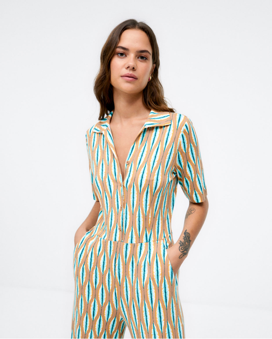 Mono beig hoja turquesa Surkana