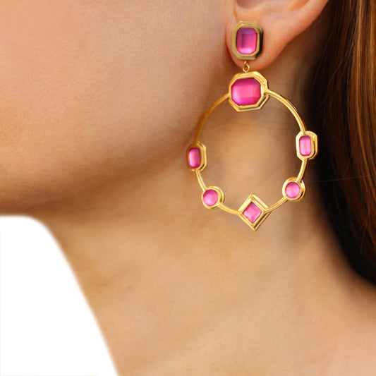 Pendientes aro fucsia